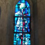 Modern window in ancient church damaged in WW II