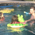 David and the girls in the pool