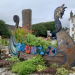 Viking ship filled with flowers